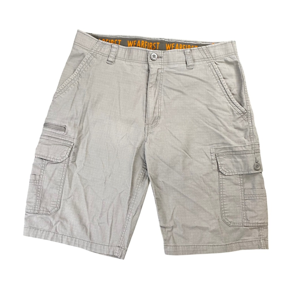 Wearfirst Mens Size 36 Cargo Shorts Gray Ripstop Utility Hiking Outdoor